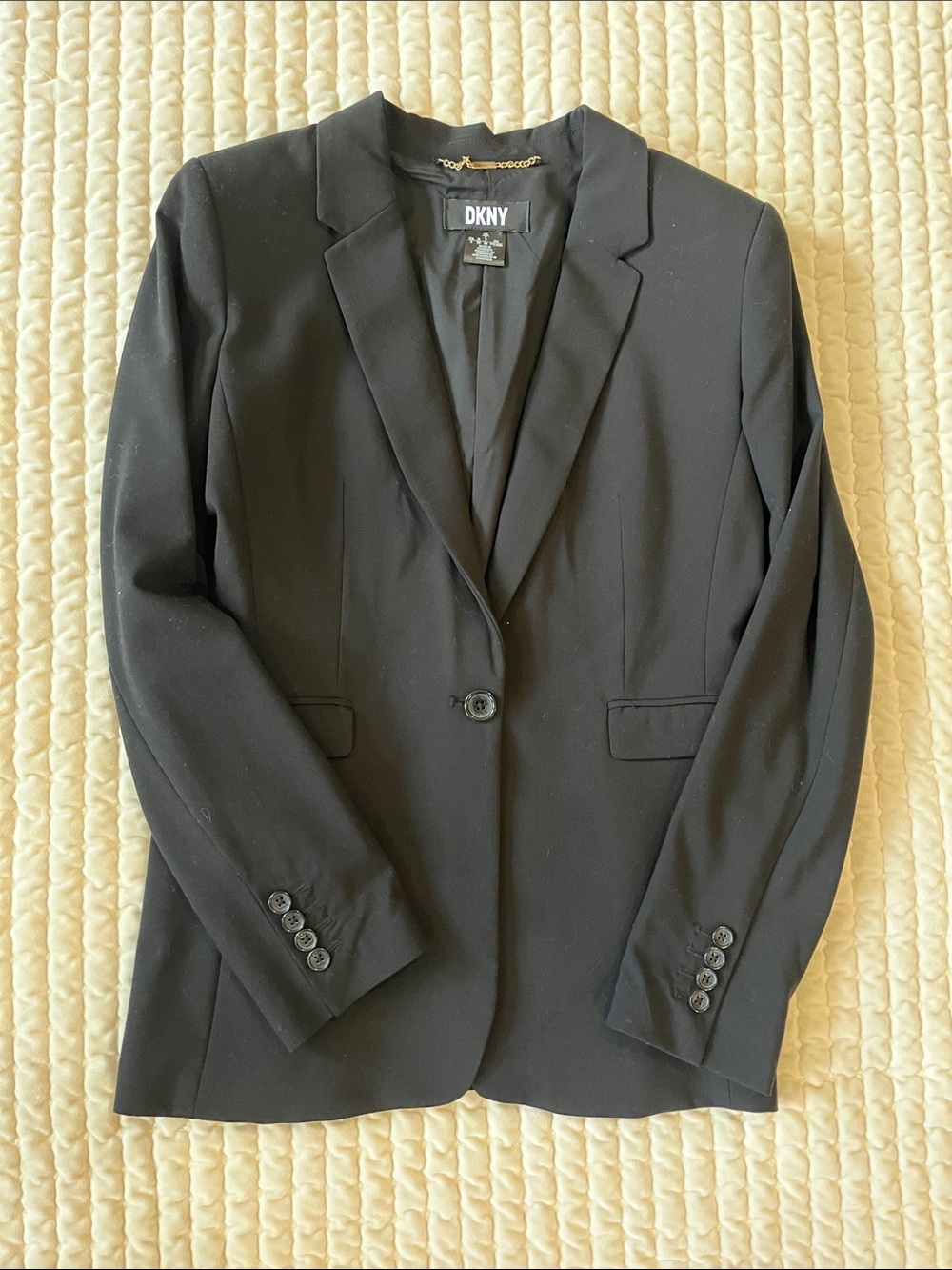 DKNY Black Single-Button Notch Lapel Blazer